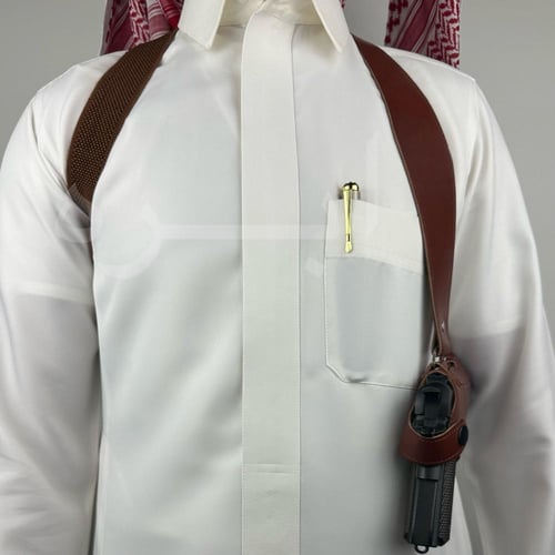 محزم مسدس رسمي جلد سنقل لون بني
