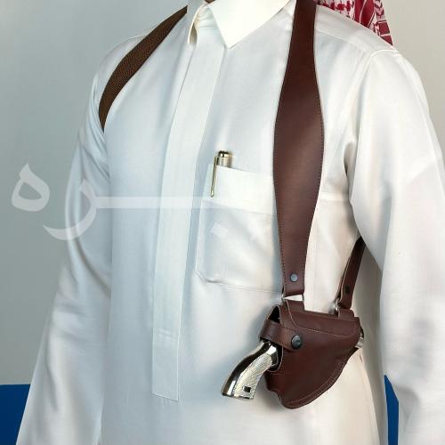 محزم مسدس أبو محالة جلد سنقل لون بني