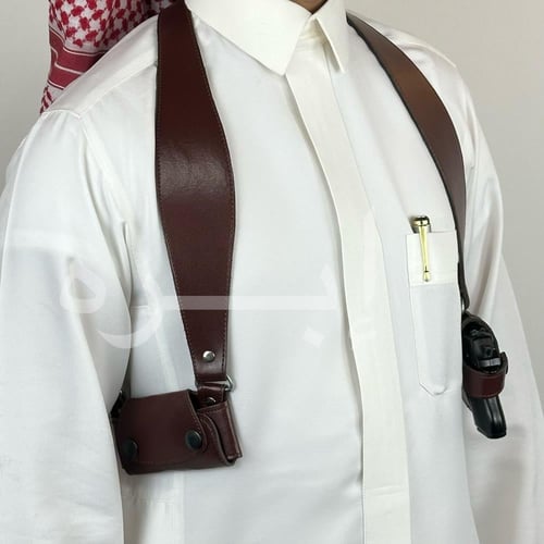 محزم مسدس ربع جلد كامل لون بني