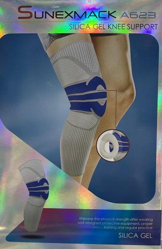 Long knee brace with silicone