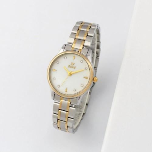 ساعة نسائية من ايفرد بتصميم انيق - فضي وذهبي
