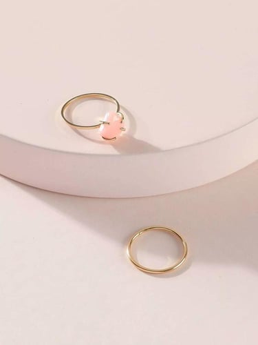 خاتم من الحجر الطبيعي العشوائي مكون من قطعتين