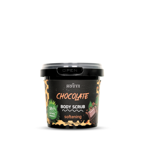 Body scrub with chocolate extract and coconut oil