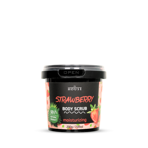 Body scrub with strawberry extract and coconut oil
