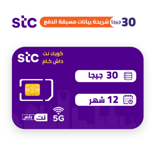 شريحه بيانات كويك نت داش كام | 12 شهر | 30 جيجا