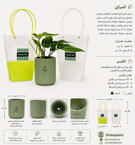 اليوم الوطني -كوب أخضر بورسلين كبير بخطوط بارزةط ط...