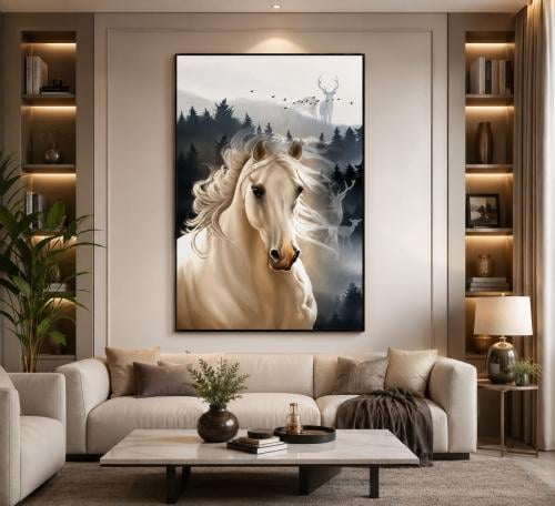 لوحات خيول طولية تصميم عصري