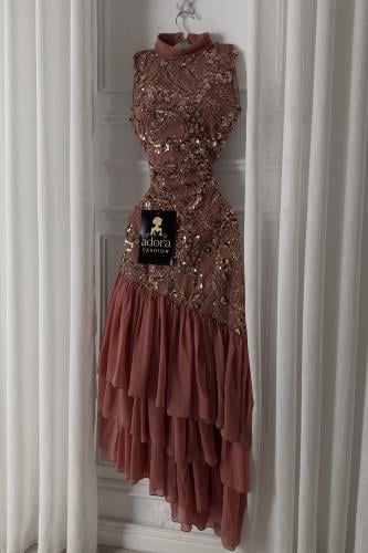 فستان سهره قصير نحاسي