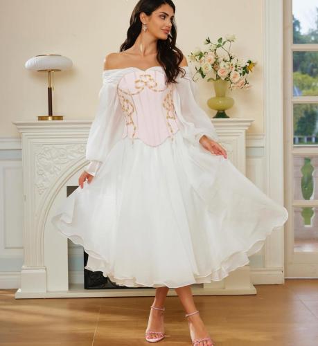 فستان سهرة كورسيه وردي