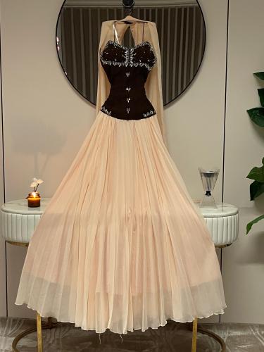 فستان سهره شيفون تطريز يدوي