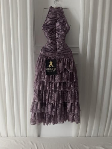 فستان ناعم دنتيل كسر موف