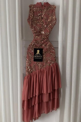 فستان سهره قصير نحاسي