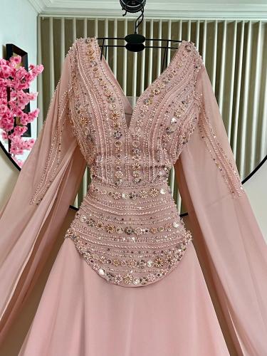 فستان سهرة شيفون وخرز