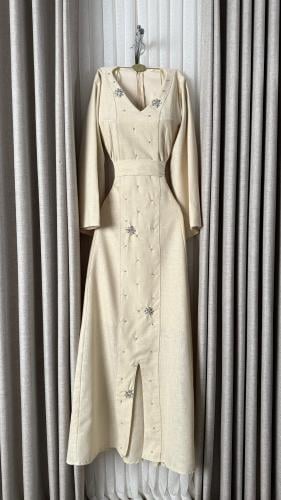 فستان كتان تطريز