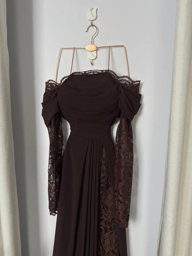 فستان سهره بني دانتيل