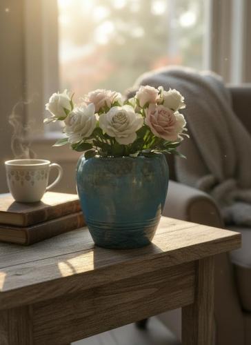 “Horizon” Handmade Vase – Sky Blue Ceramic with Unique Glaze Effects