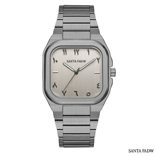 ساعه رجالي حديد استانلس ستيل لون اسود فاتح