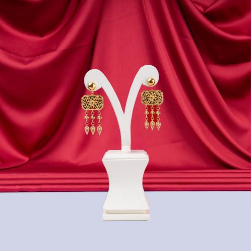 حلق ذهب تصميم بحريني عيار 21 الوزن 10.35 جم