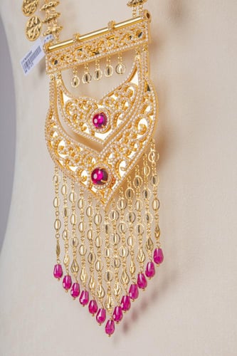 طقم سيتمي ذهب تصميم بحريني عيار 21 الوزن 142.34 جم