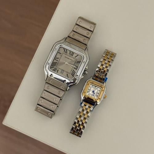 ساعات كبلز نسائي ورجالي - فضي وذهبي