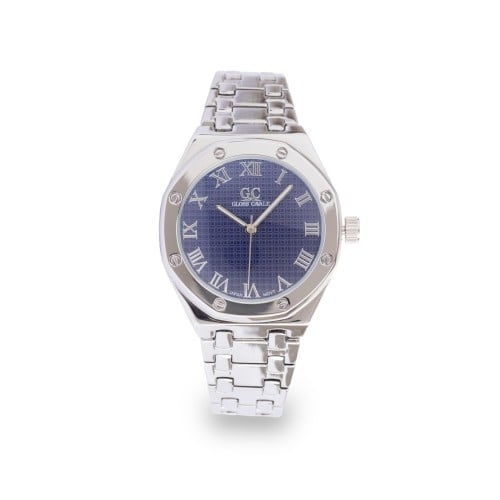 ساعة رجالية استال استيل لون فضي ميناء كحلي