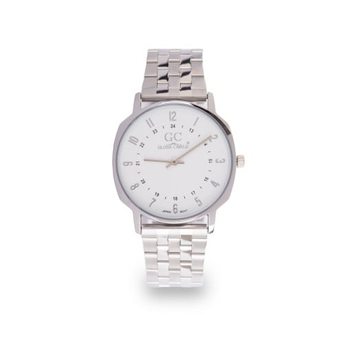 ساعة رجالية استال استيل لون فضي ميناء ابيض ماركة ج...