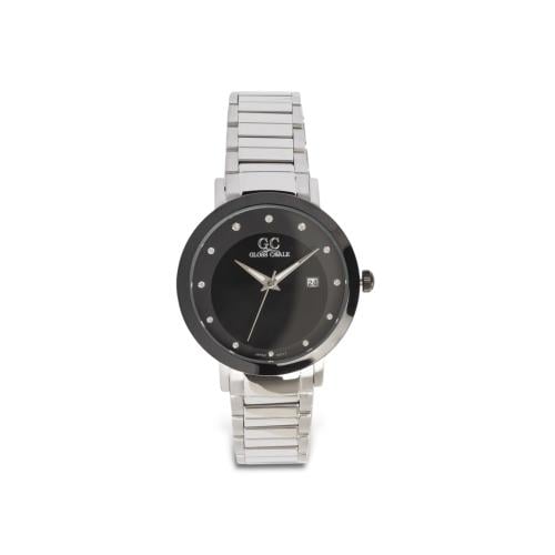 ساعة رجالية | فضي - ميناء اسود اطار اسود ماركة جلو...