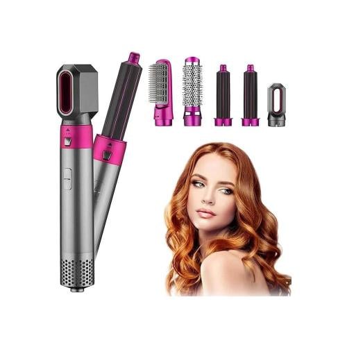 5 in 1 Air Styler 1000W Hair Styling Tool with 5 Interchangeable Barrel Dryer Straightener Curler Beauty Comb Brush (UK Plug)