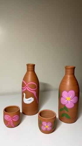 جره مع كوب رسم يدوي شامل التغليف وكرت