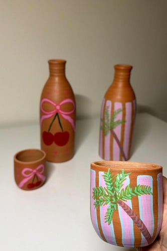 جره مع كوب رسم يدوي شامل التغليف وكرت