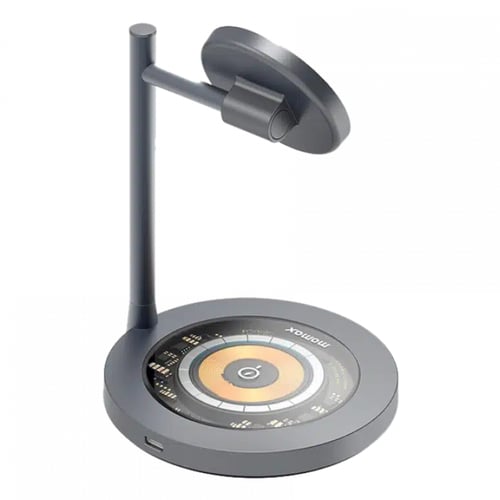 شاحن لاسلكي موماكس وستاند مغناطيسي بقوة 15 واط - ر...