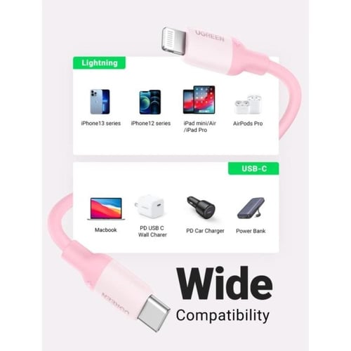 يوجرين - سلك شاحن من USB-C إلى آيفون سيلكون بطول 1...