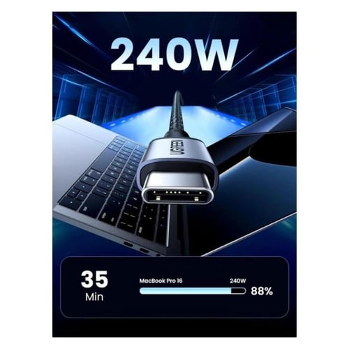 يوجرين -سلك شاحن سريع من USB-C إلى USB-C مظفر بطول...