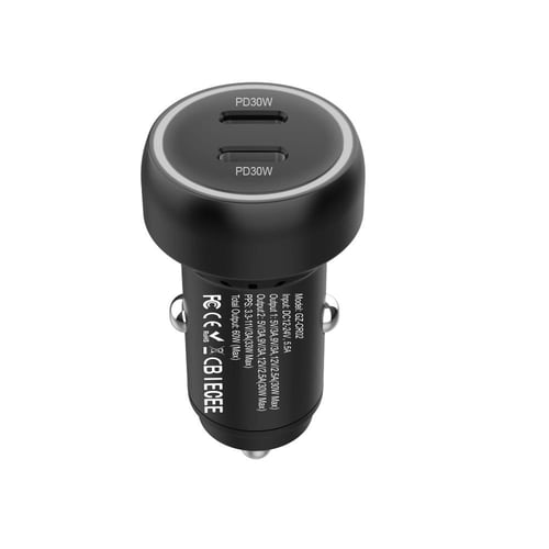 جيزمو شاحن سيارة بقوة 60 واط بمنفذين تايب سي