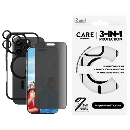بانزر جلاس-بكج حماية CARE فلاقشيب 3 في 1 ايفون 16...