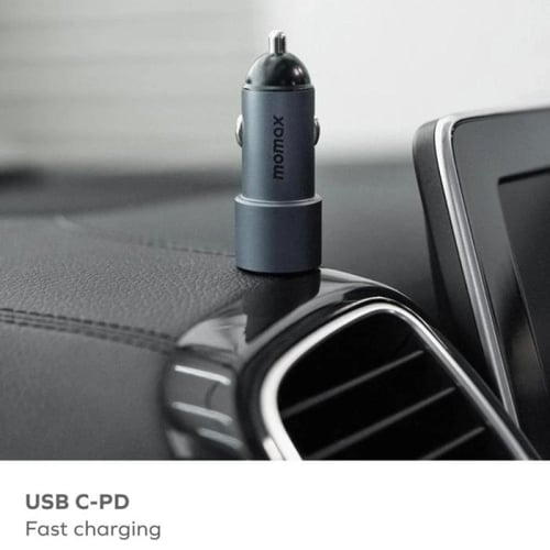 موماكس- شاحن سيارة UC15E بمنفذ PD 20 واط ومنفذ USB...