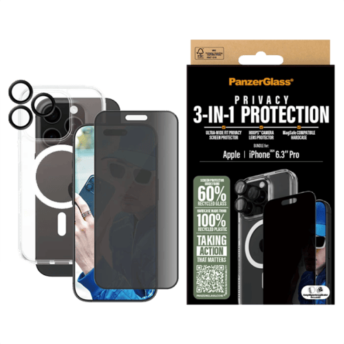 بانزر جلاس- بكج حماية SAFE 3 في 1 ايفون 16 برو - ش...