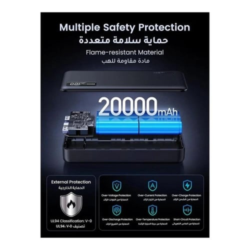 يوجرين -شاحن متنقل بمنفذ USB-C ومنفذين USB بقوة 22...