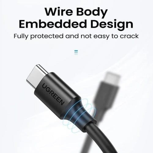 يوجرين-سلك شاحن من USB-C إلى USB-C بطول 2 م - أسود