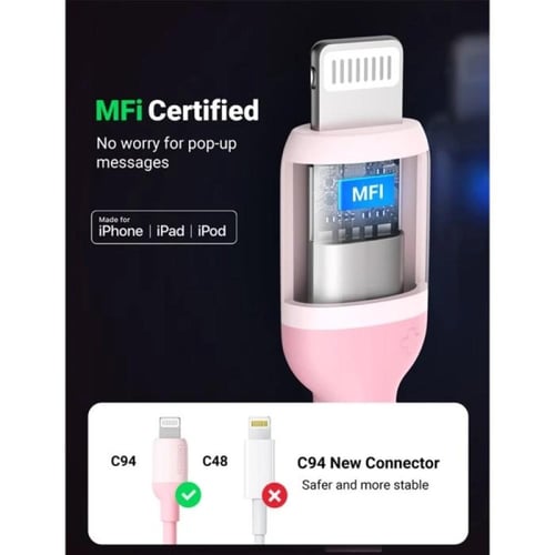 يوجرين - سلك شاحن من USB-C إلى آيفون سيلكون بطول 1...