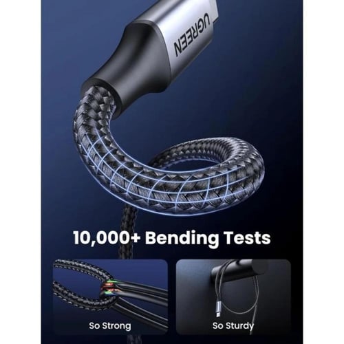 يوجرين -سلك شاحن سريع من USB-C إلى USB-C مظفر بطول...