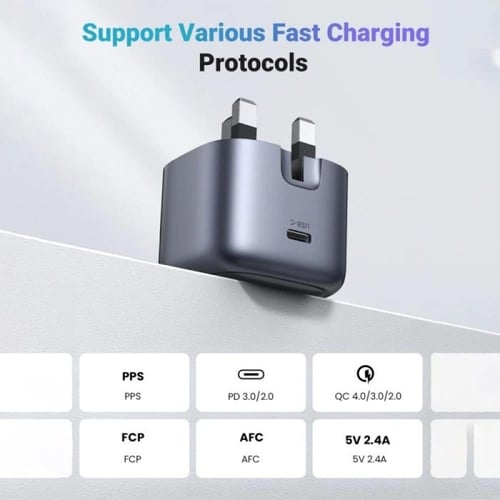 يوجرين -شاحن جداري بمنفذ PD بتقنية GaN وبقوة 20 وا...