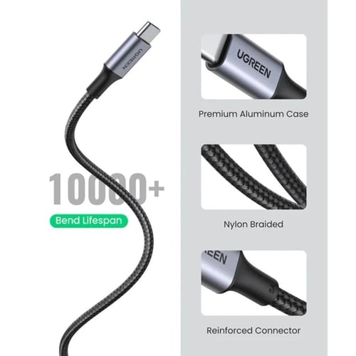 يوجرين -سلك شاحن سريع من USB-C إلى USB-C مظفر بطول...