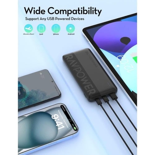 راف باور شاحن متنقل 10000 ملي أمبير أسود