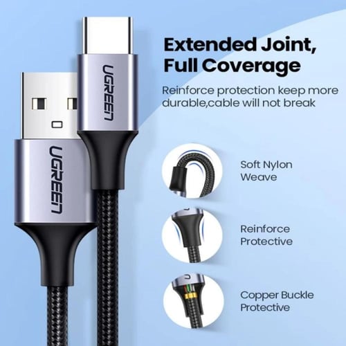 يوجرين - سلك شاحن من USB إلى USB-C مضفر بطول 3 م -...