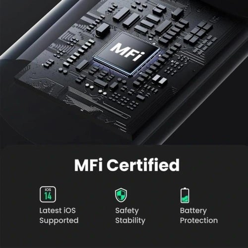 يوجرين -سلك شاحن USB-C إلى آيفون بطول 2 م - أسود