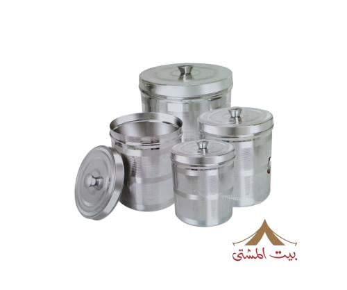 علب استيل كبير مخطط بالحبة