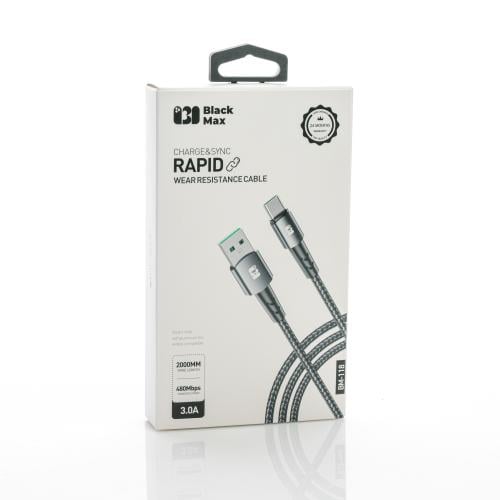 كيبل يو اس بي تايب سي قماش 2 متر بلاك ماكس