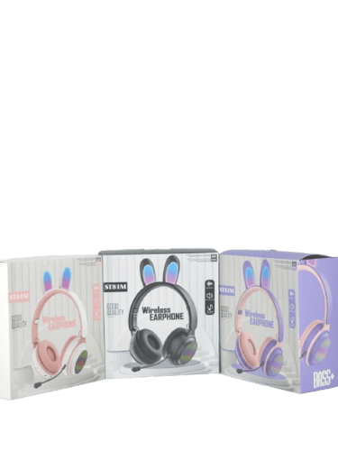 سماعة رأس ارنب متوهجة على شكل قلب