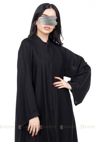 عباية عملية سوداء سادة - لتين
